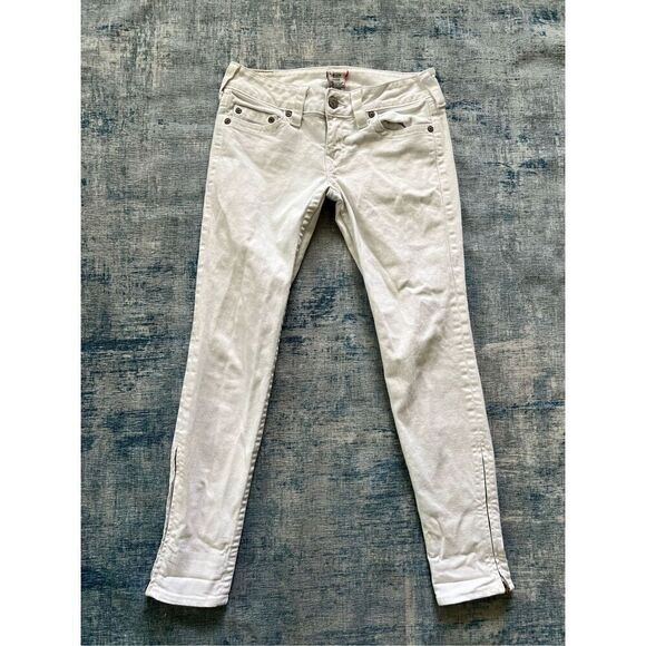 True Religion White Gwen Zippered Ankle Skinny Jeans Size W30 - Picture 1 of 8